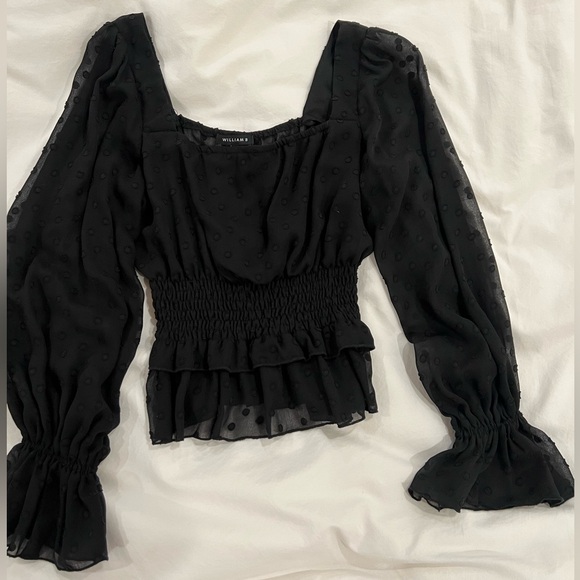 BLACK LONG SLEEVE BLOUSE - Picture 1 of 2
